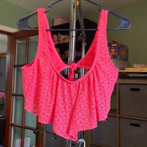 Neon pink swimsuit top